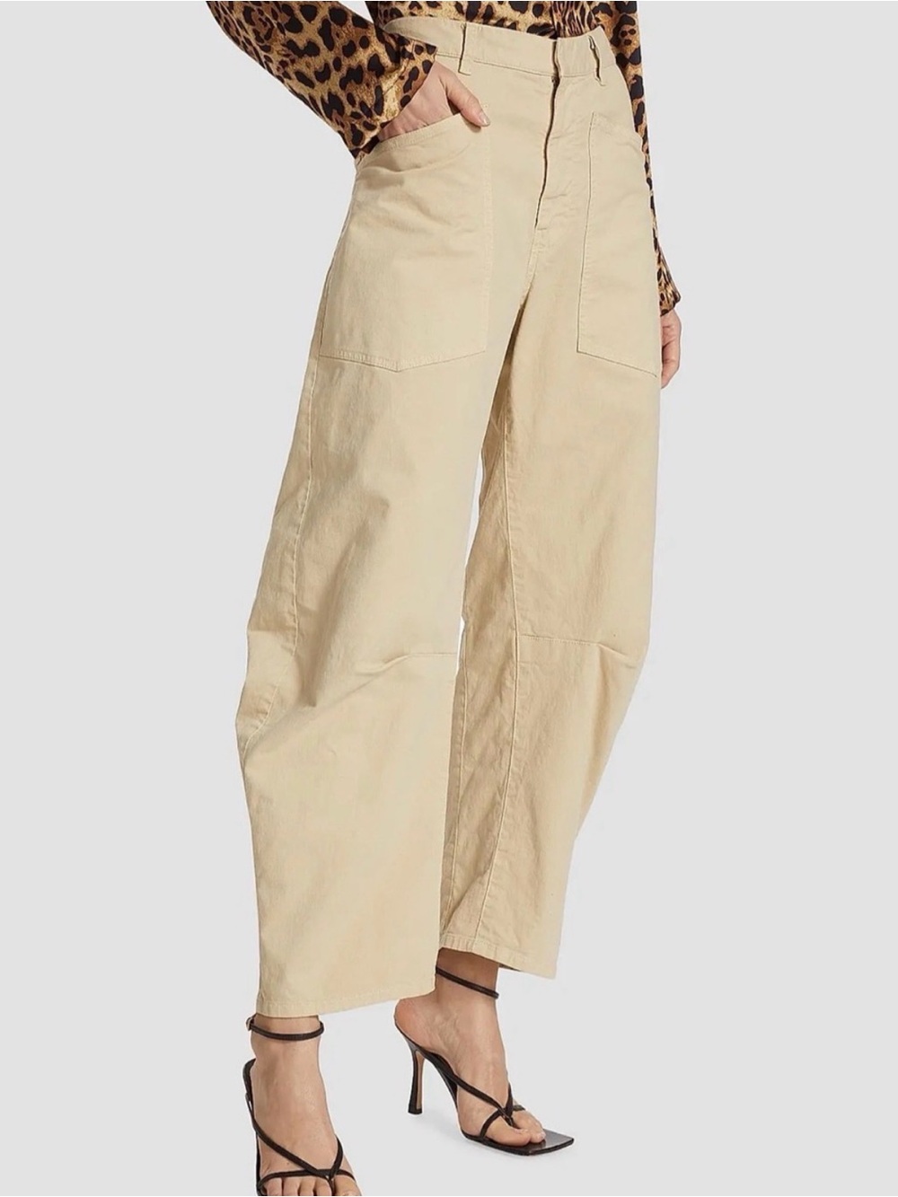 Nili Lotan Shon Barrel Horseshoe Khaki Pants | 6
